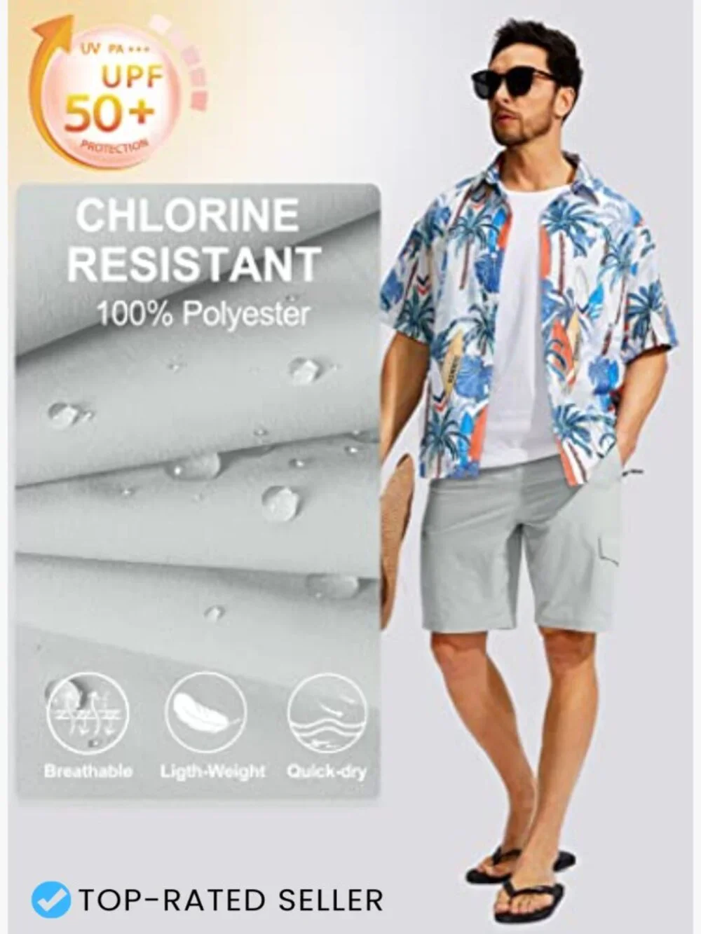 Men's Swim Trunks Quick Dry Board Shorts 5 Pockets Surf Trunks No Mesh